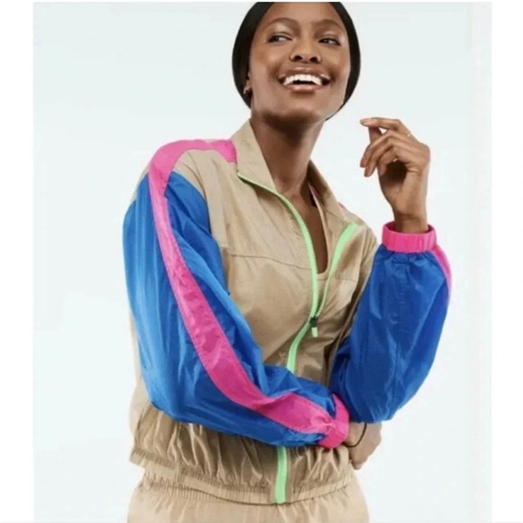 Fabletics Payton Woven Jacket Multi Color Block Neon Nylon Lightweight Size XS - Picture 2 of 6